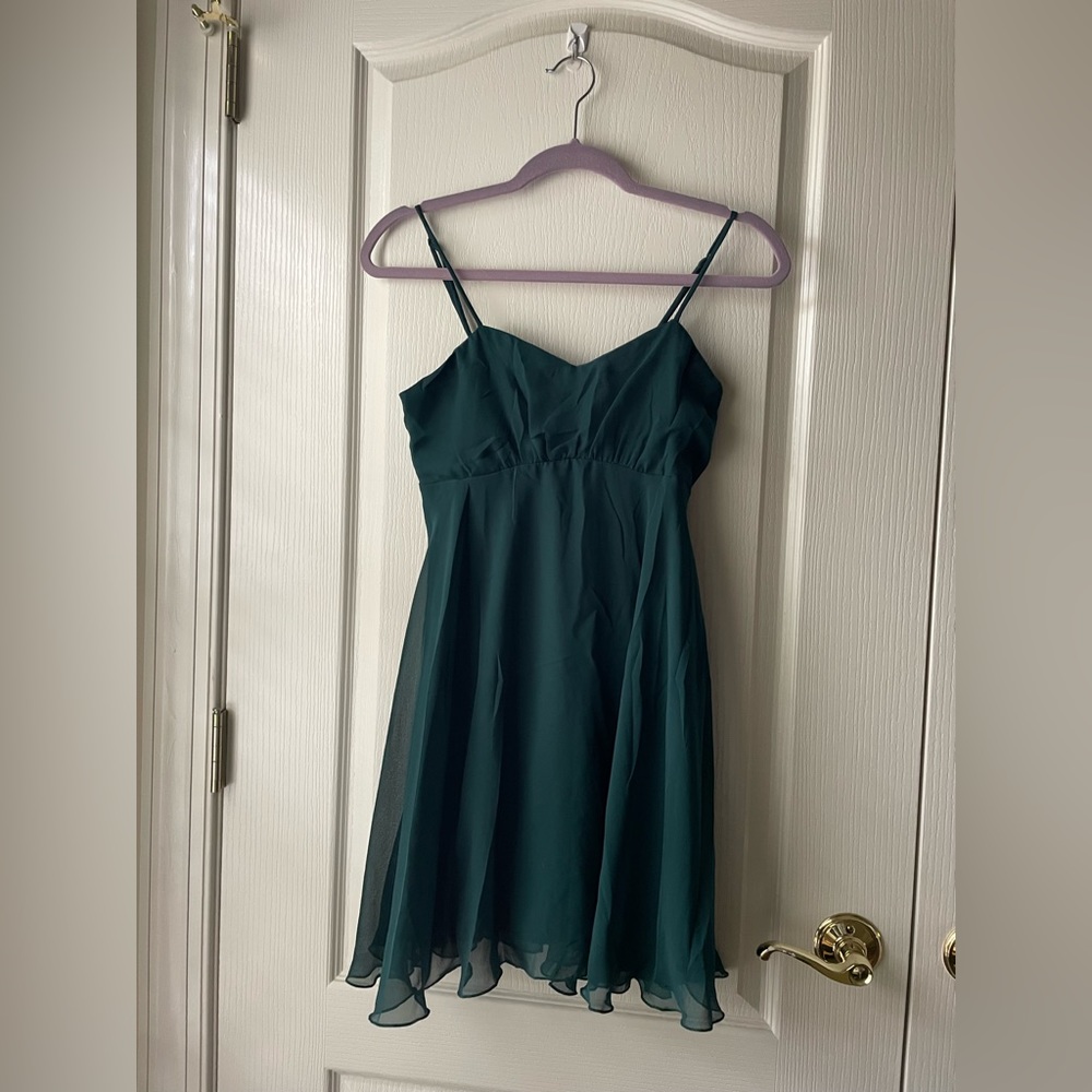Pins & Needles Flowy Forest Green Mini Dress